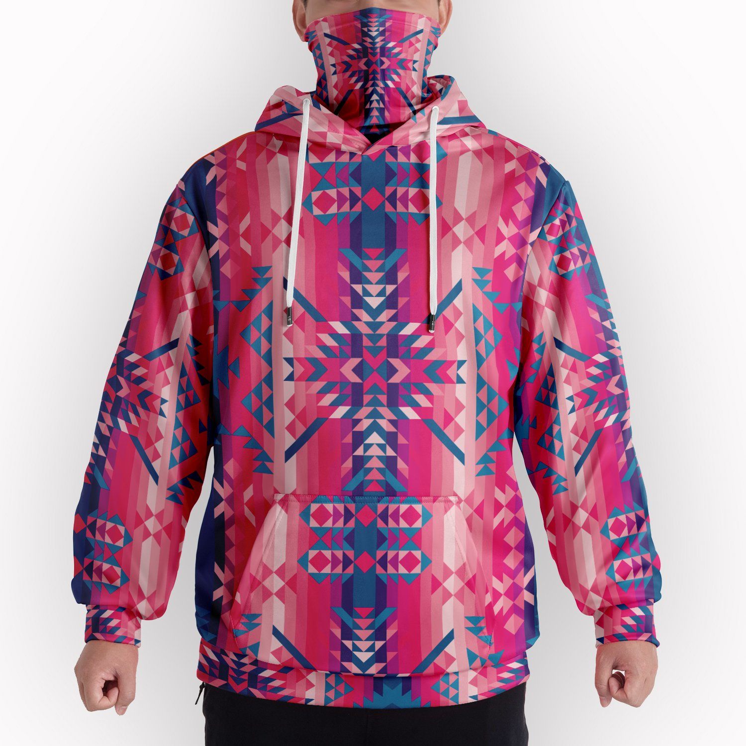 Desert Geo Blue Hoodie with Face Cover 49 Dzine 