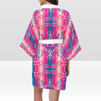 Desert Geo Blue Kimono Robe Artsadd 