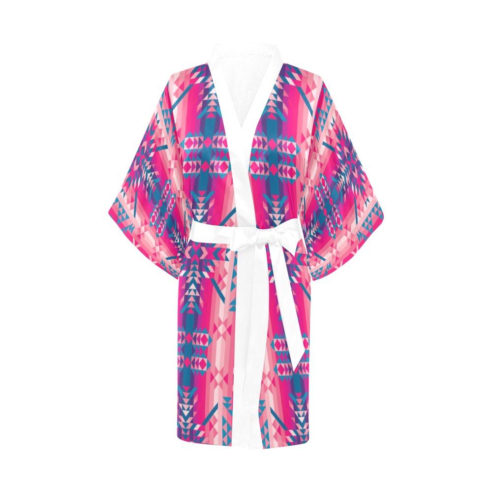 Desert Geo Blue Kimono Robe Artsadd 