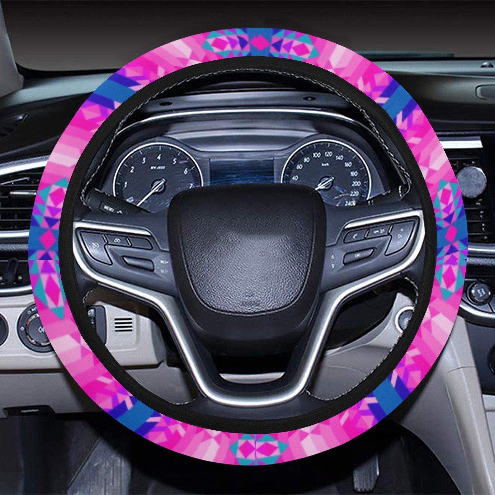 Desert Geo Blue Steering Wheel Cover with Elastic Edge Steering Wheel Cover with Elastic Edge e-joyer 