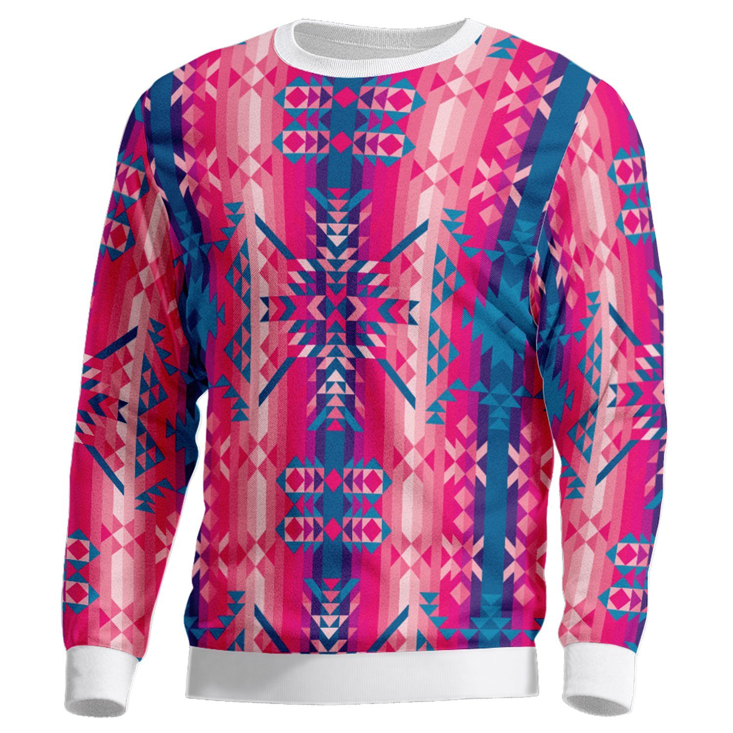 Desert Geo Blue Unisex Crewneck Long Sleeve Top 49 Dzine 