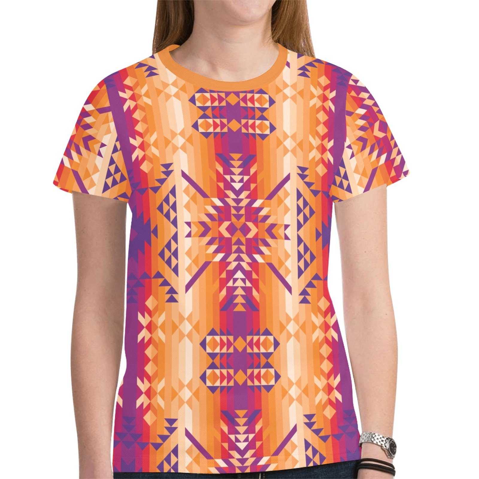 Desert Geo New All Over Print T-shirt for Women (Model T45) tshirt e-joyer 