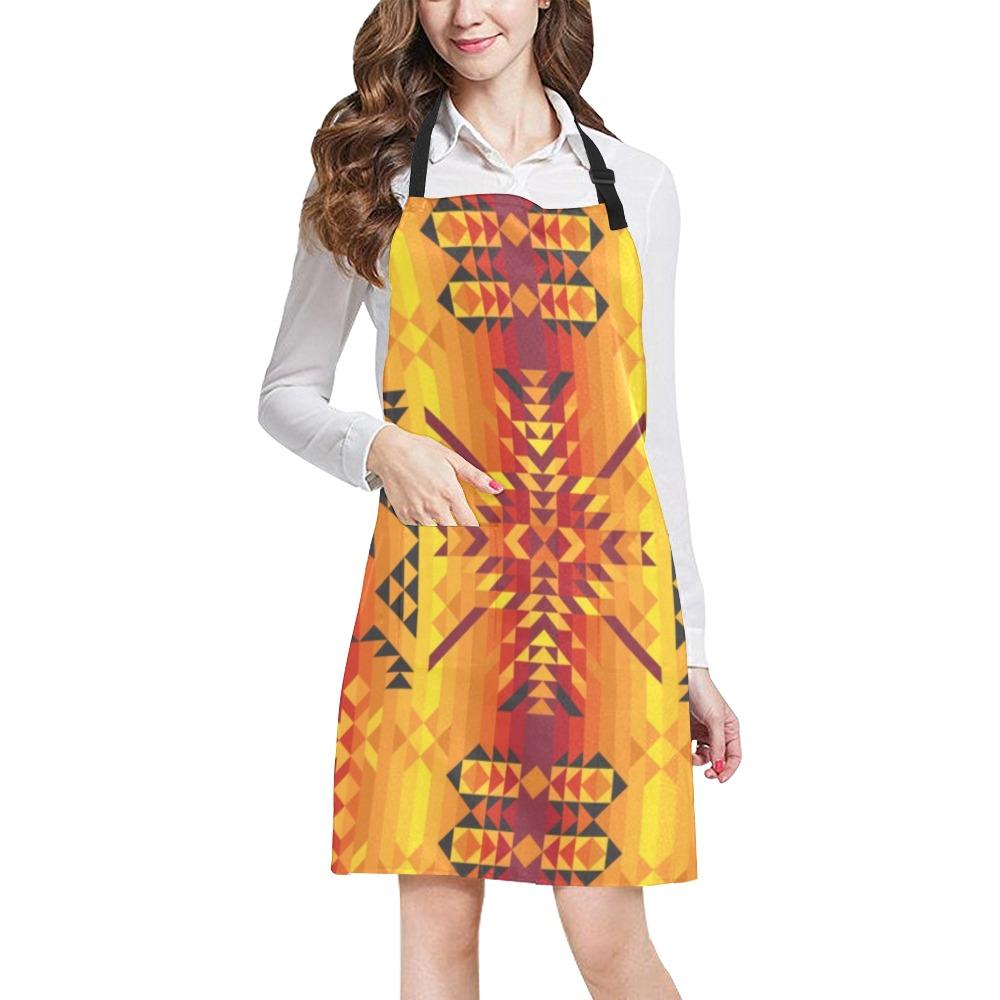 Desert Geo Yellow Red All Over Print Apron All Over Print Apron e-joyer 