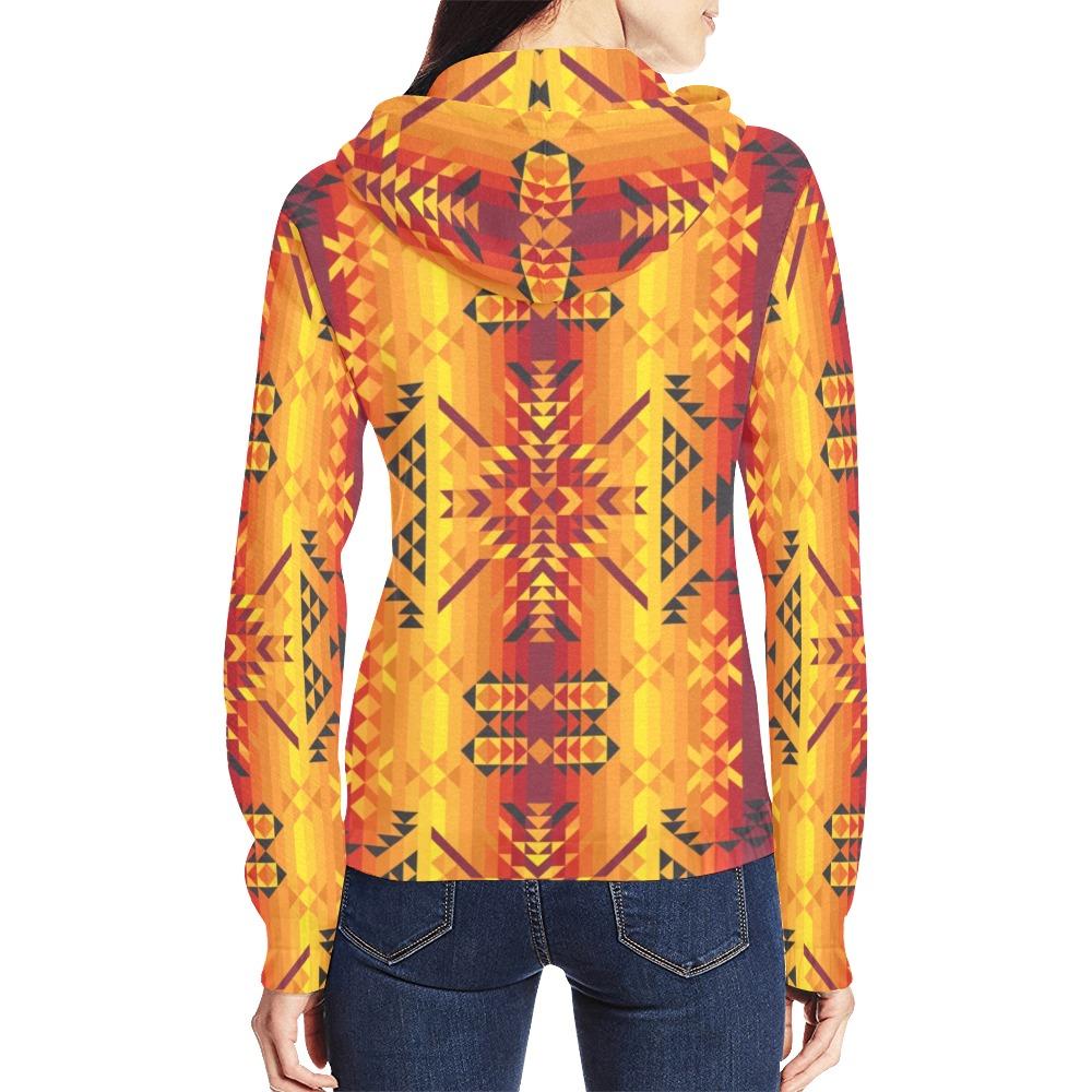 Desert Geo Yellow Red All Over Print Full Zip Hoodie for Women (Model H14) All Over Print Full Zip Hoodie for Women (H14) e-joyer 