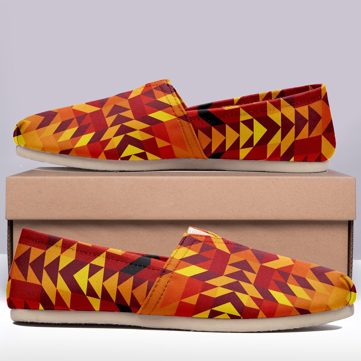 Desert Geo Yellow Red Casual Unisex Slip On Shoe Herman 