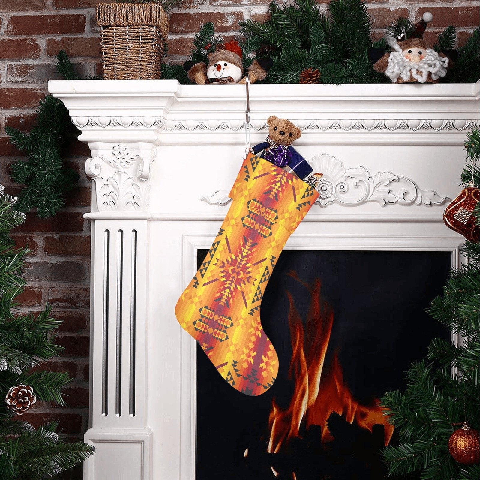 Desert Geo Yellow Red Christmas Stocking holiday stocking e-joyer 