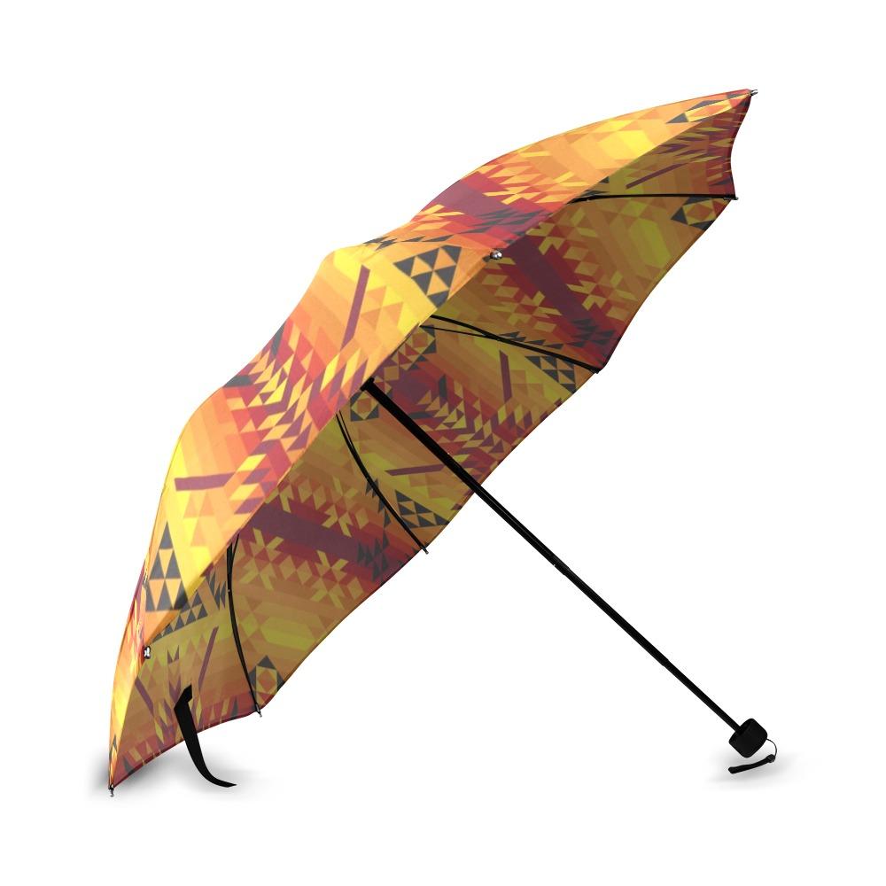 Desert Geo Yellow Red Foldable Umbrella (Model U01) Foldable Umbrella e-joyer 