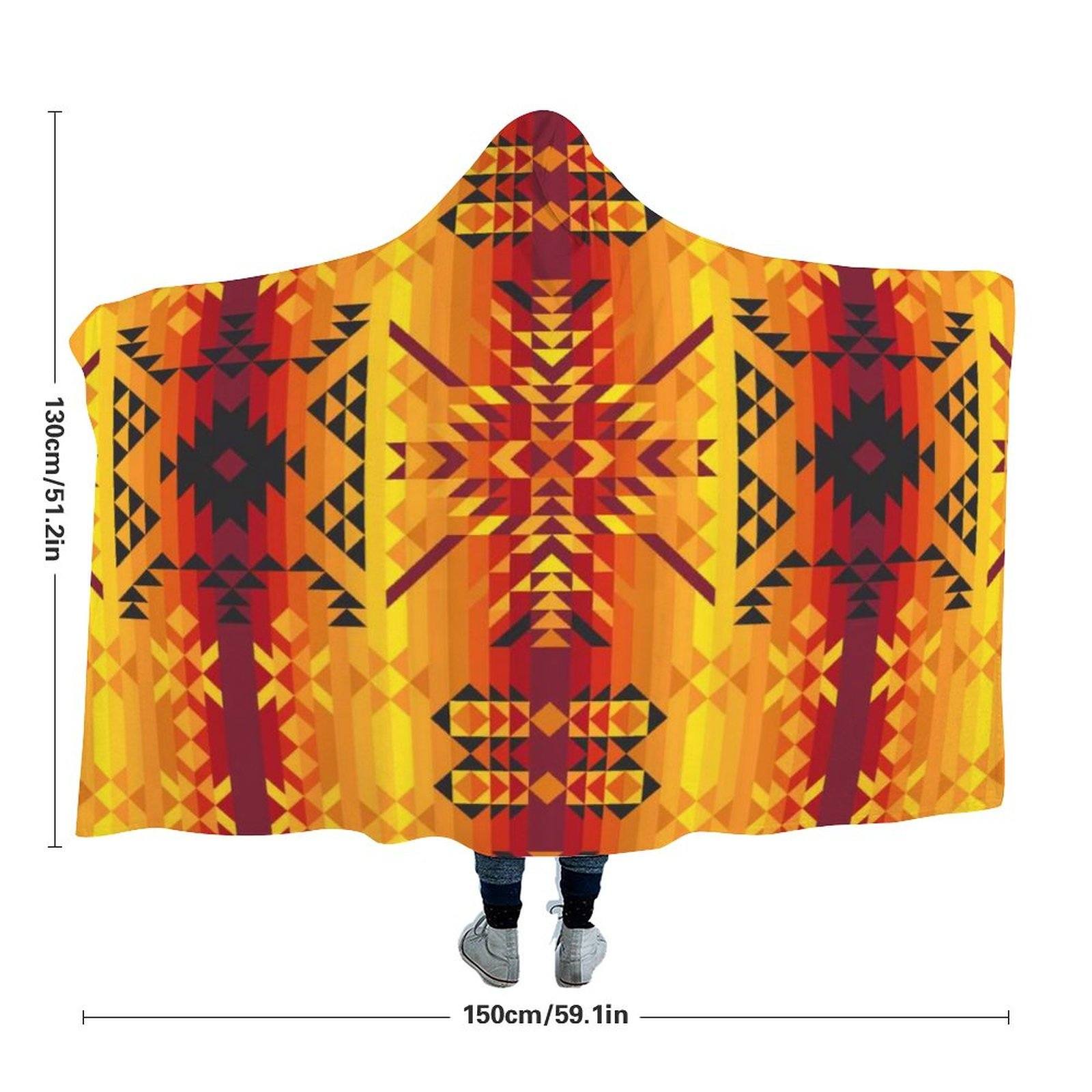Desert Geo Yellow Red Hooded Blanket blanket 49 Dzine 