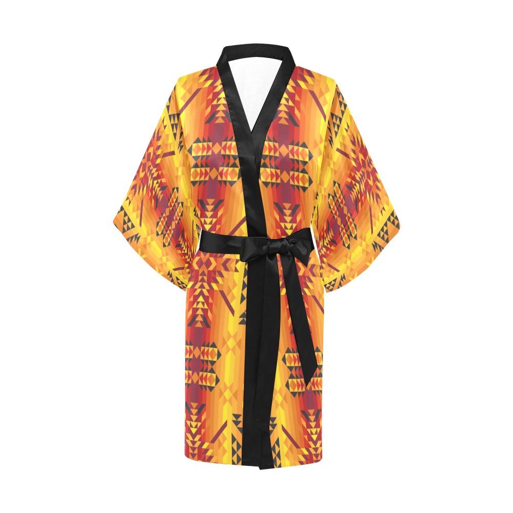 Desert Geo Yellow Red Kimono Robe Artsadd 