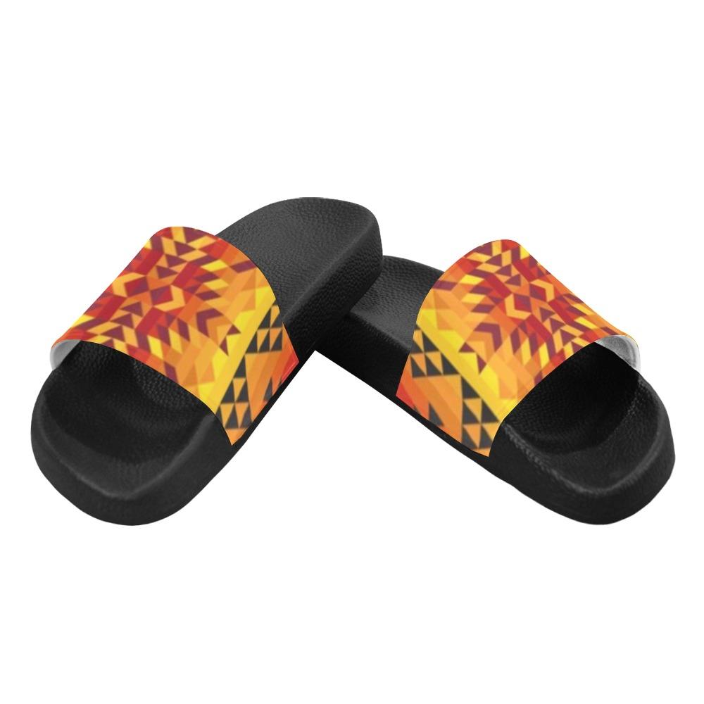 Desert Geo Yellow Red Men's Slide Sandals (Model 057) Men's Slide Sandals (057) e-joyer 