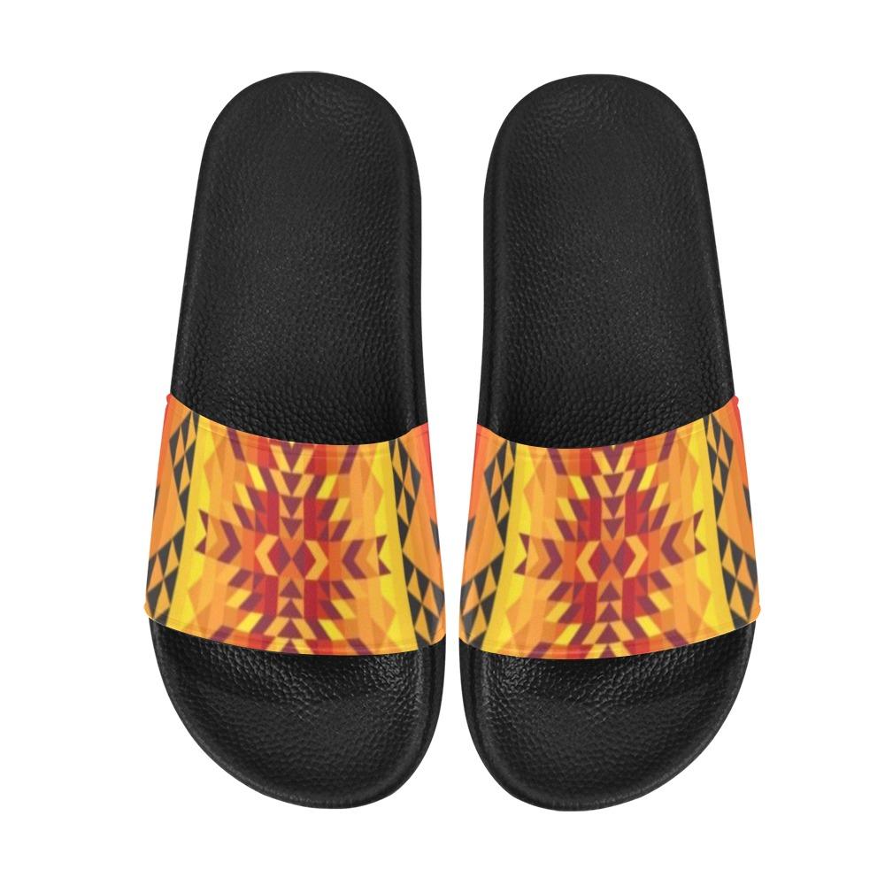 Desert Geo Yellow Red Men's Slide Sandals (Model 057) Men's Slide Sandals (057) e-joyer 