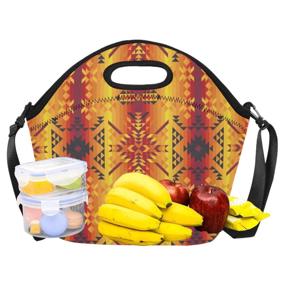 Desert Geo Yellow Red Neoprene Lunch Bag/Large (Model 1669) bag 49 Dzine 