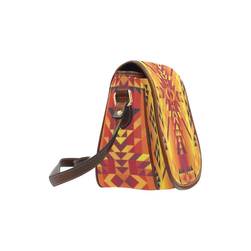 Desert Geo Yellow Red Saddle Bag/Large (Model 1649) bag e-joyer 