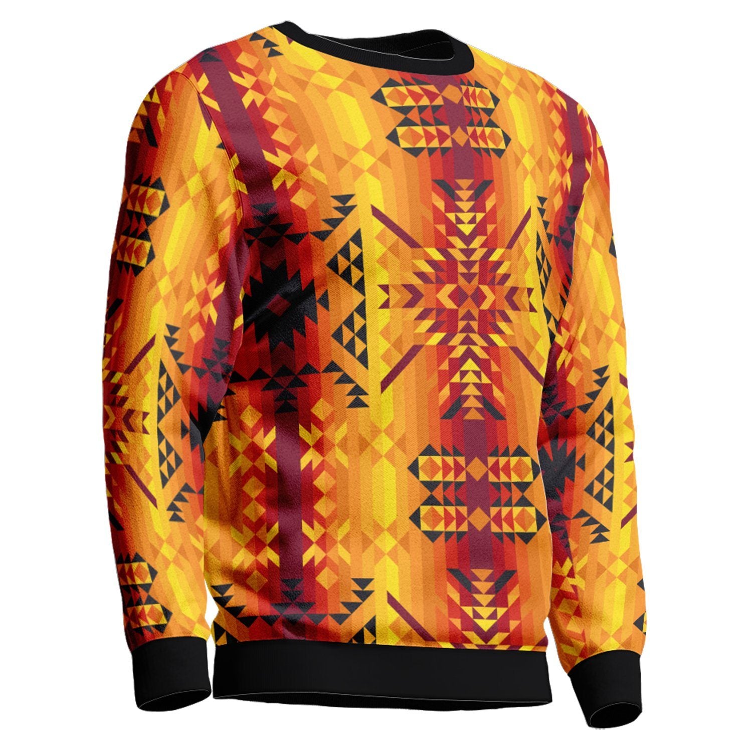 Desert Geo Yellow Red Unisex Crewneck Long Sleeve Top 49 Dzine 