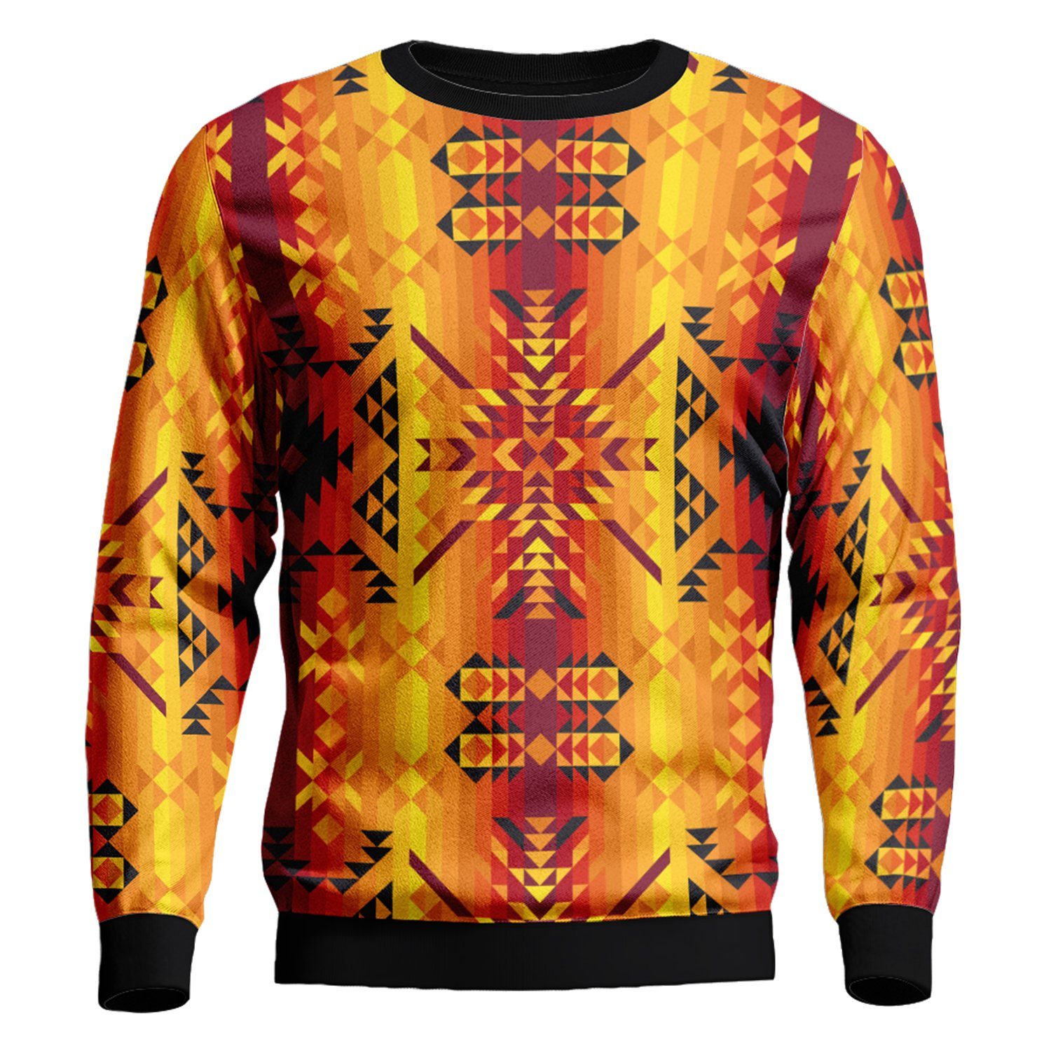 Desert Geo Yellow Red Unisex Crewneck Long Sleeve Top 49 Dzine 