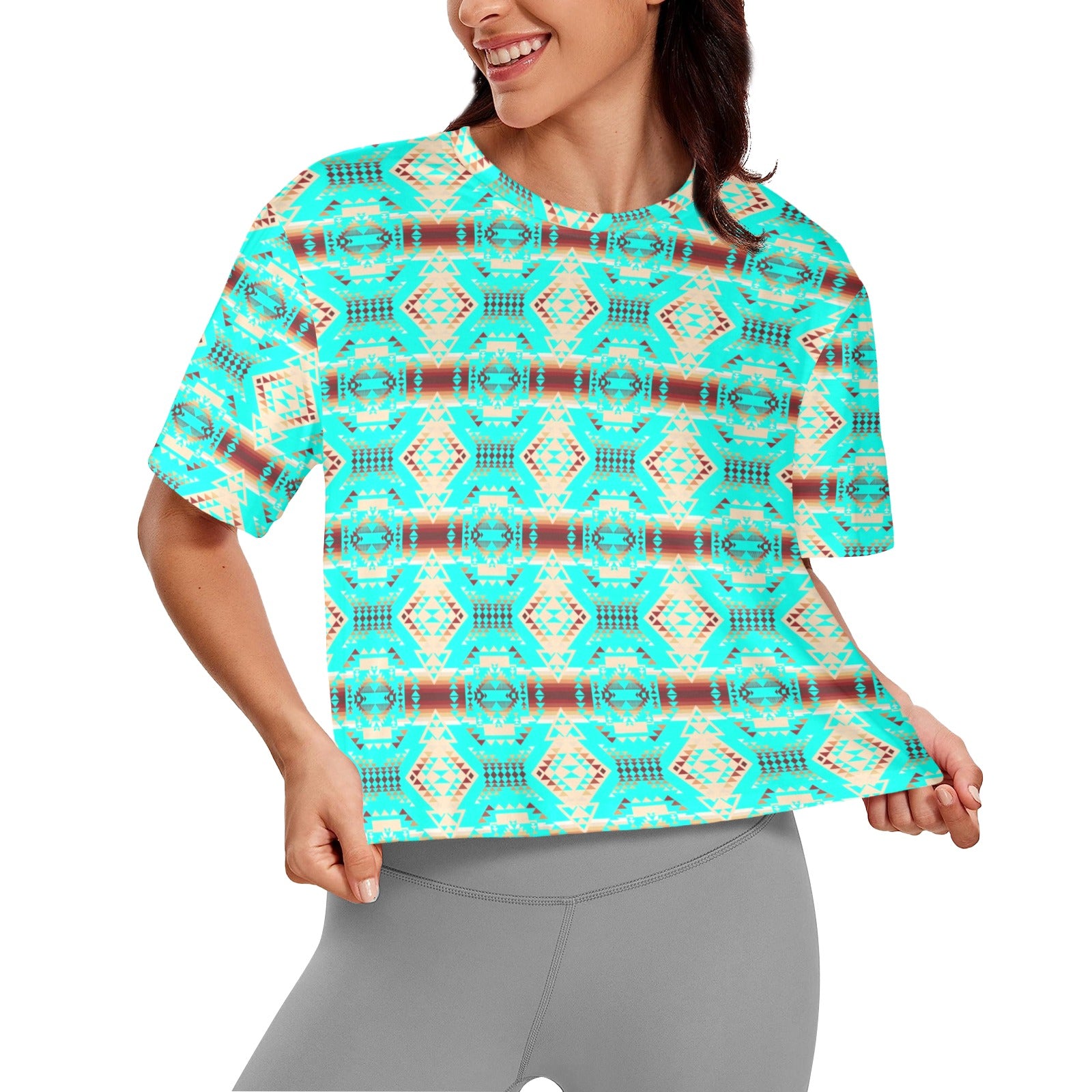 Gathering Earth Turquoise Women's Cropped T-shirt