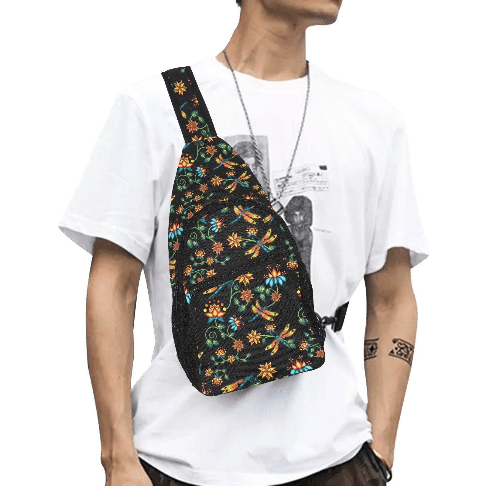 Dragon Lily Noir All Over Print Chest Bag (Model 1719) All Over Print Chest Bag (1719) e-joyer 