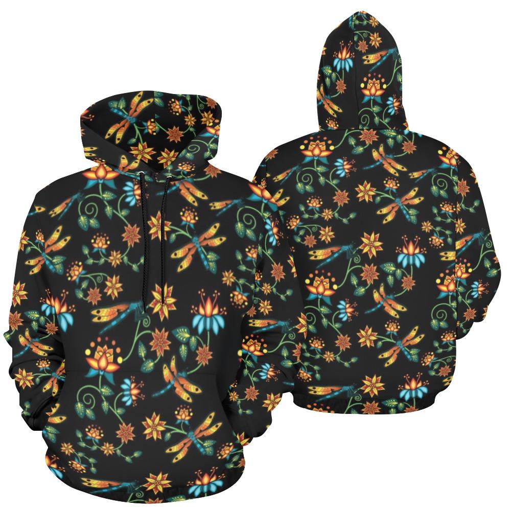 Dragon Lily Noir All Over Print Hoodie for Women (USA Size) (Model H13) All Over Print Hoodie for Women (H13) e-joyer 