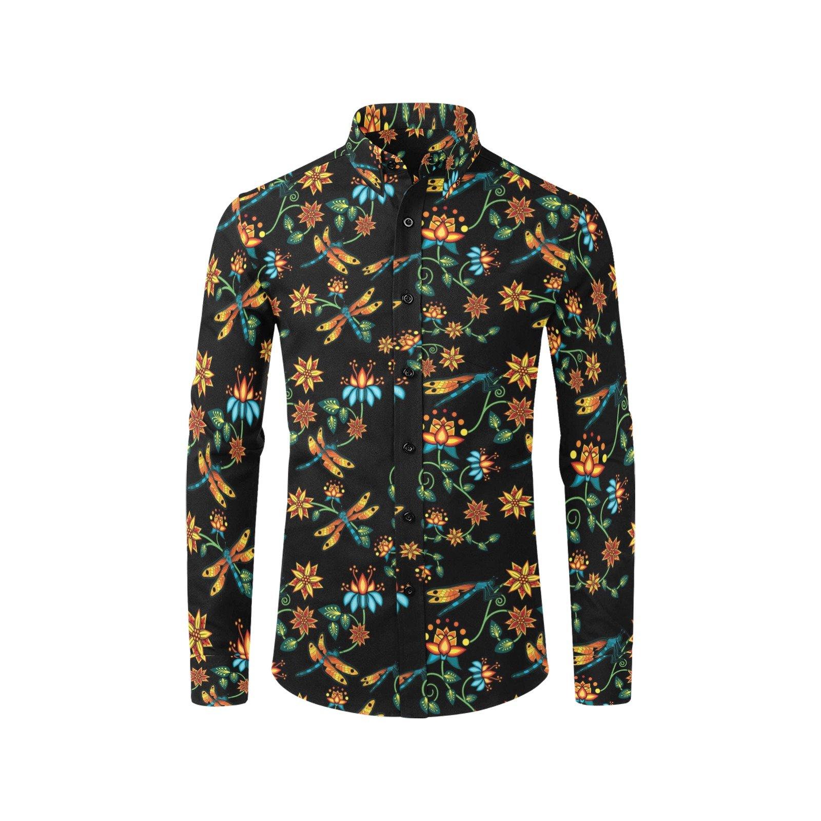 Dragon Lily Noir Men's All Over Print Casual Dress Shirt (Model T61) Men's Dress Shirt (T61) e-joyer 