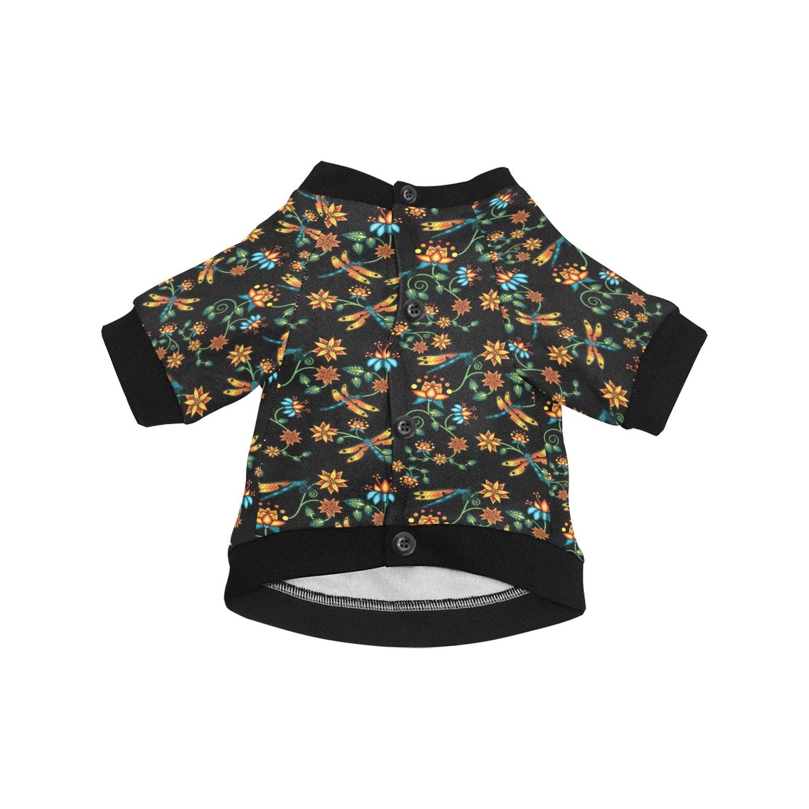 Dragon Lily Noir Pet Dog Round Neck Shirt Pet Dog Round Neck Shirt e-joyer 
