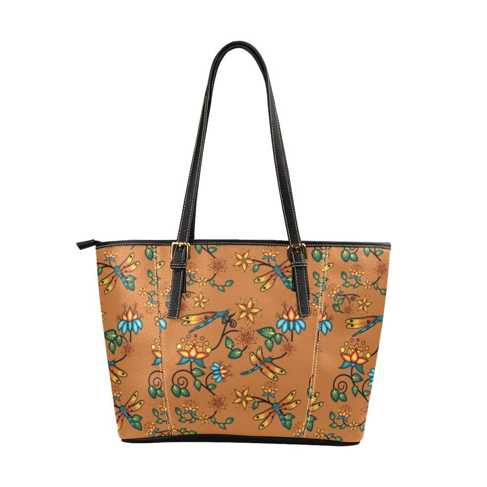 Dragon Lily Sierra Leather Tote Bag/Large (Model 1640) Leather Tote Bag (1640) e-joyer 