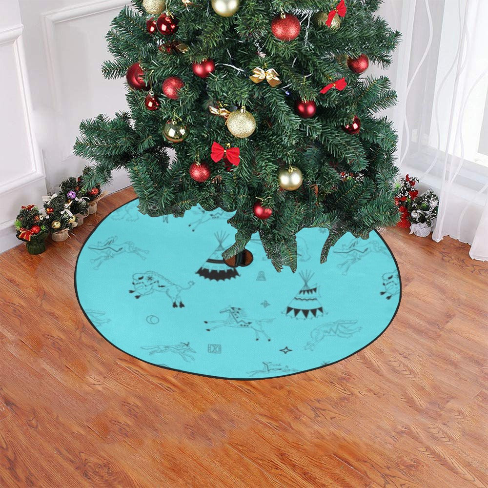 Ledger Dabbles Torquoise Christmas Tree Skirt 47" x 47"