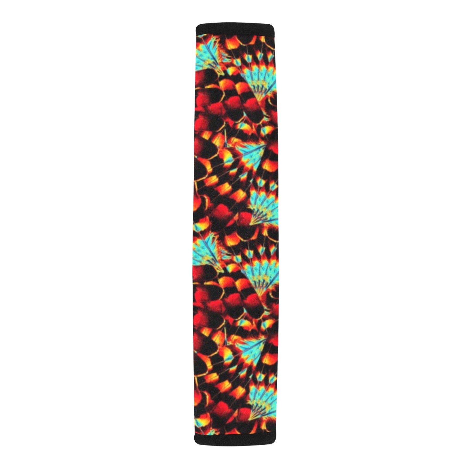 Hawk Feathers Fire and Turquoise Car Seat Belt Cover 7''x12.6'' (Pack of 2)