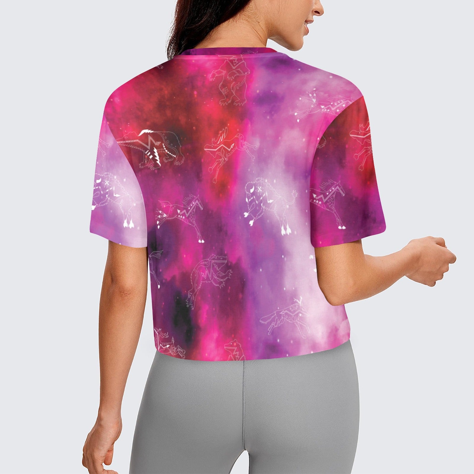 Animal Ancestors 8 Gaseous Clouds Pink and Red Women's Cropped T-shirt
