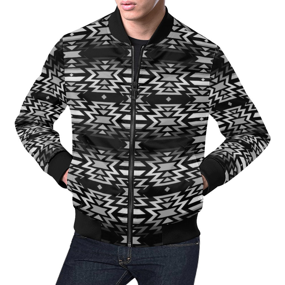 Black Fire and Gray Bomber Jacket for Men