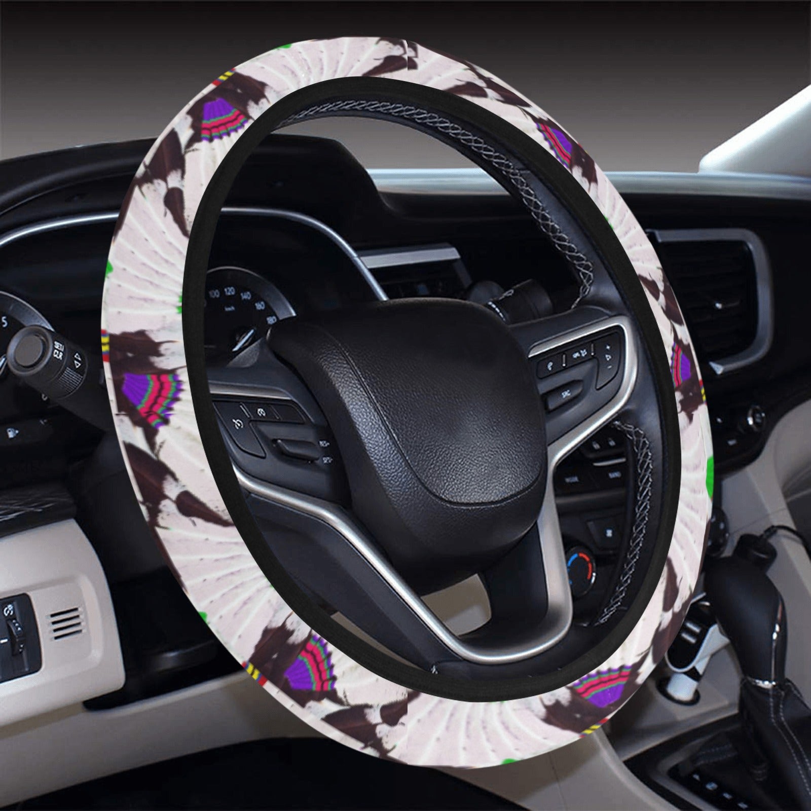 Eagle Feather Fans Steering Wheel Cover with Elastic Edge