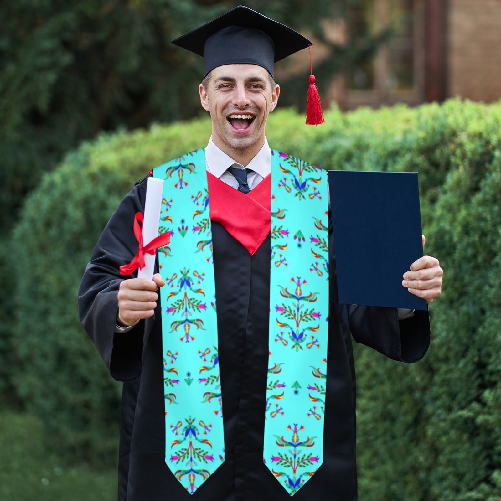 Dakota Damask Turquoise Graduation Stole