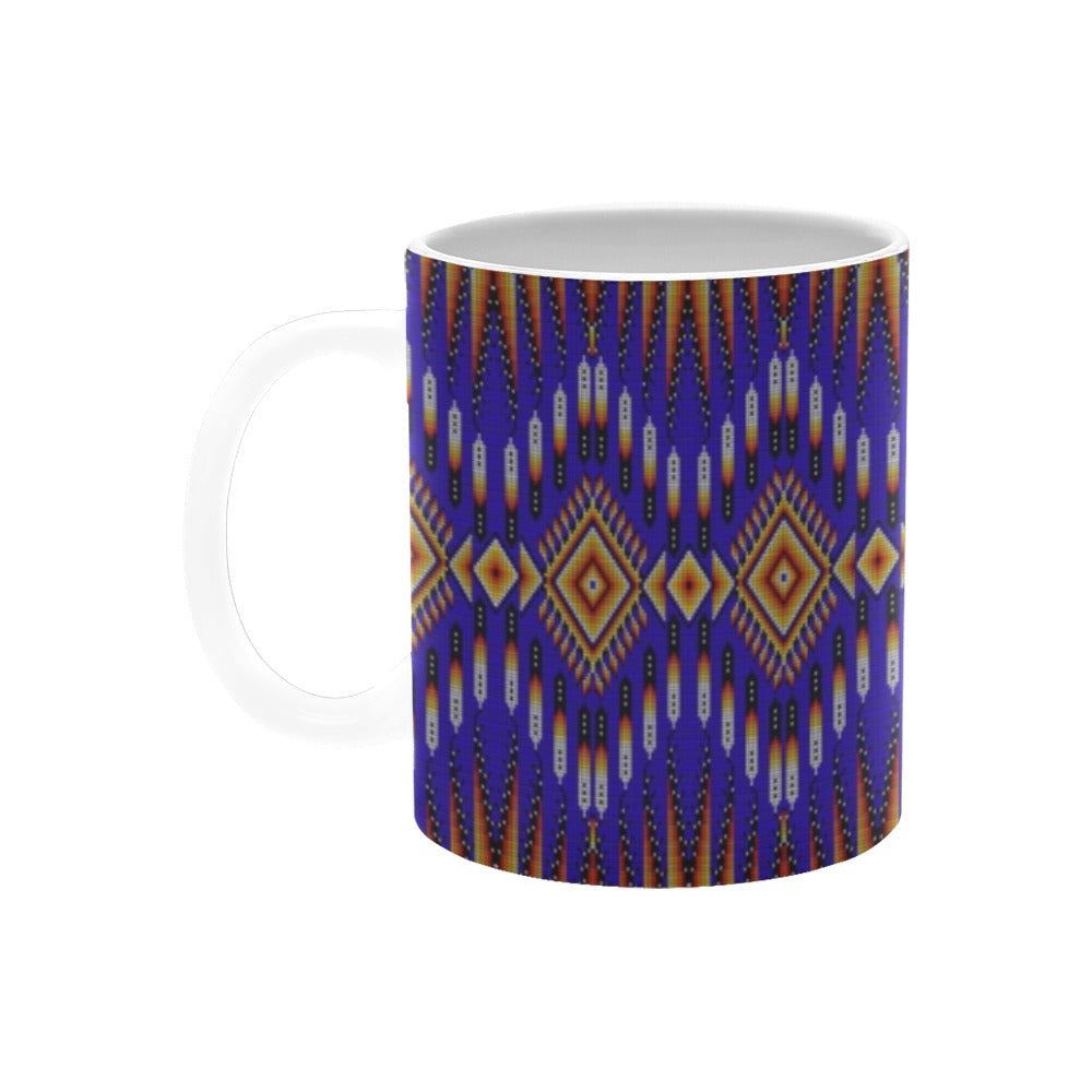 Fire Feather Blue White Mug(11OZ)