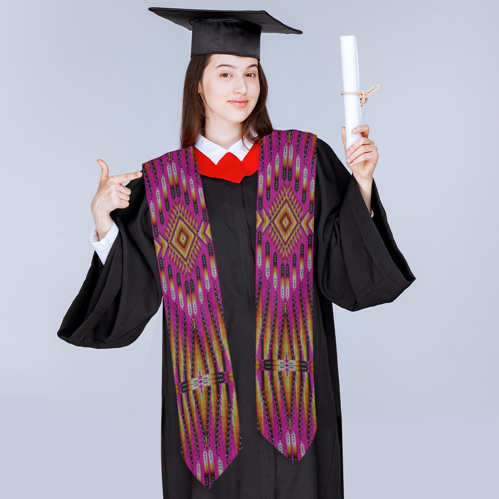 Fire Feather Pink Graduation Stole