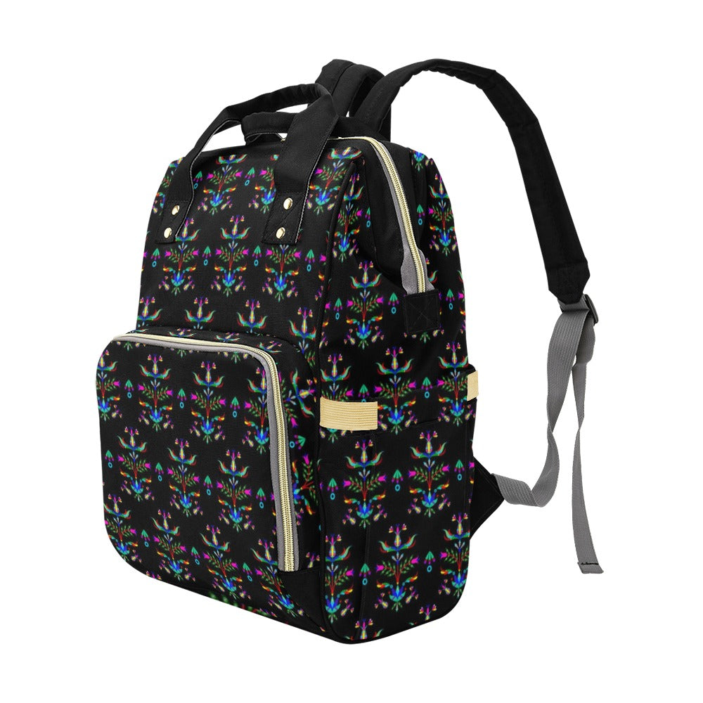 Dakota Damask Black Multi-Function Diaper Backpack/Diaper Bag