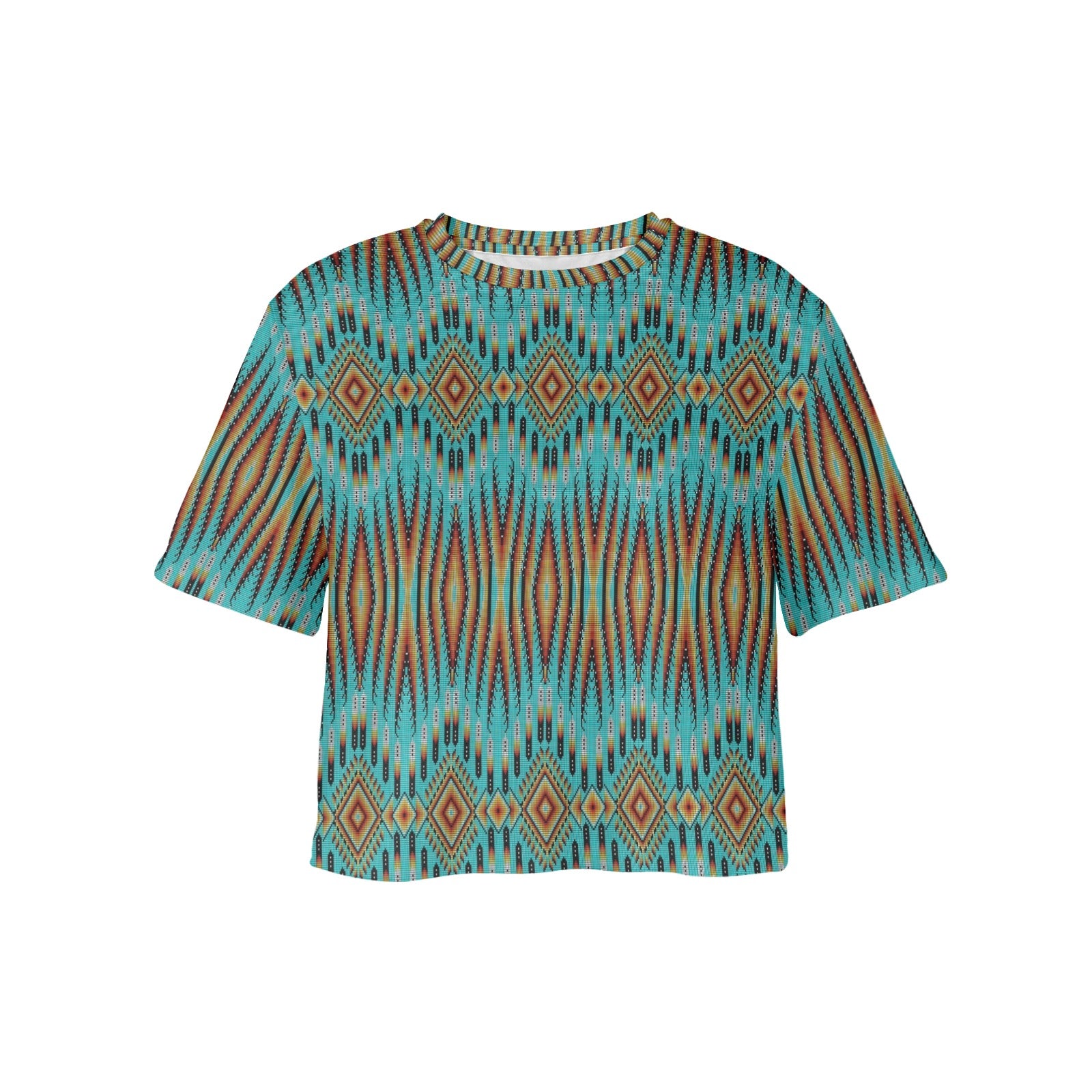 Fire Feather Turquoise Women's Cropped T-shirt