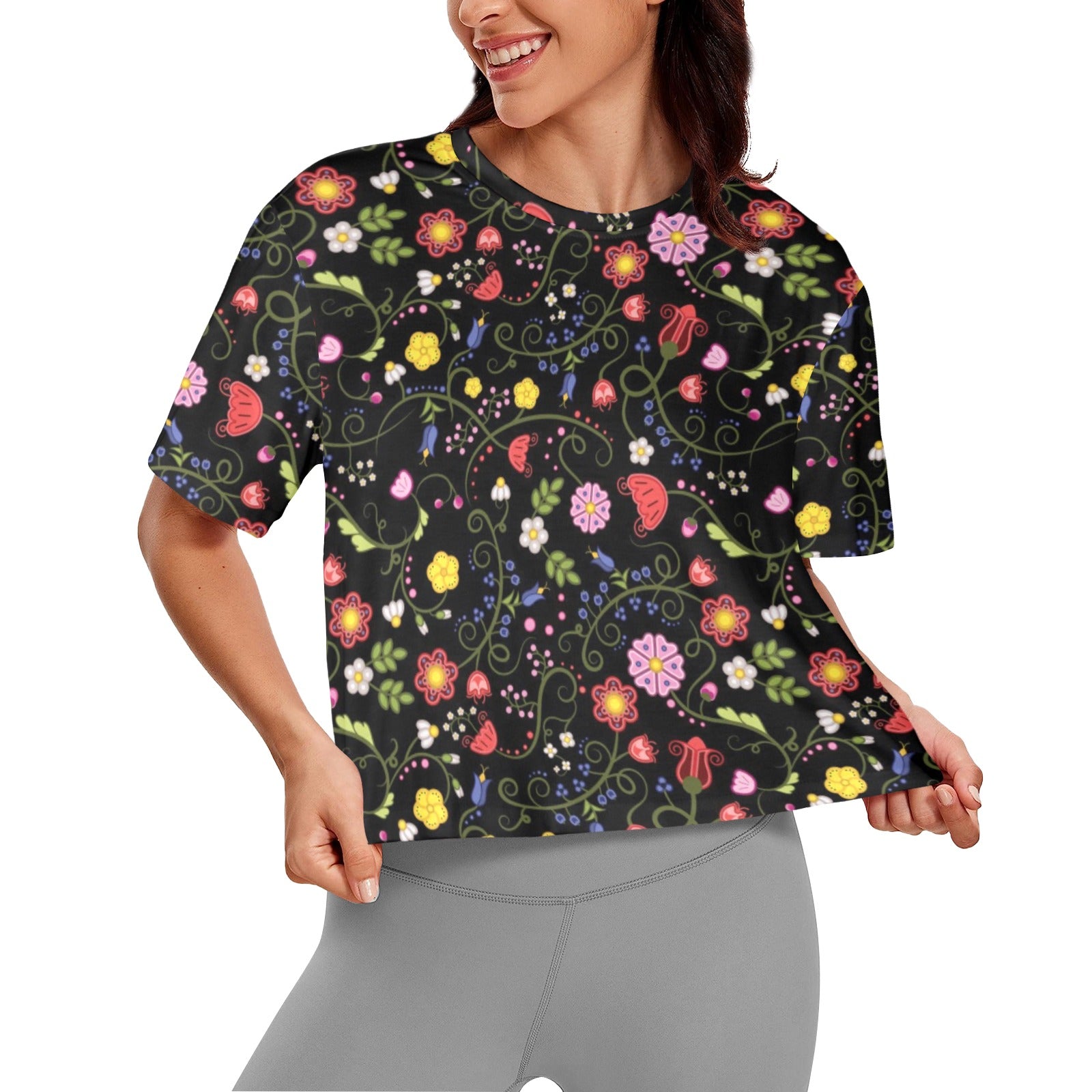 Nipin Blossom Midnight Women's Cropped T-shirt