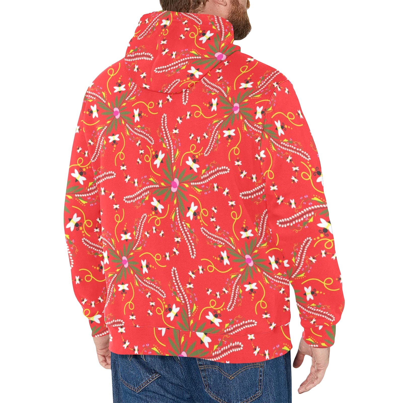 Willow Bee Cardinal Men's Long Sleeve Fleece Hoodie