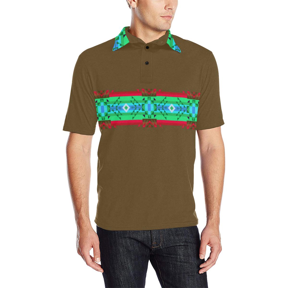 Earth Blanket Strip - I Men's All Over Print Polo Shirt (Model T55) Men's Polo Shirt (Model T55) e-joyer 