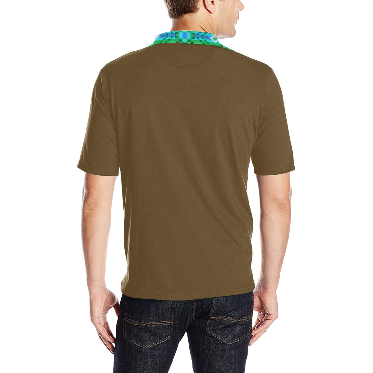 Earth Blanket Strip Men's All Over Print Polo Shirt (Model T55) Men's Polo Shirt (Model T55) e-joyer 