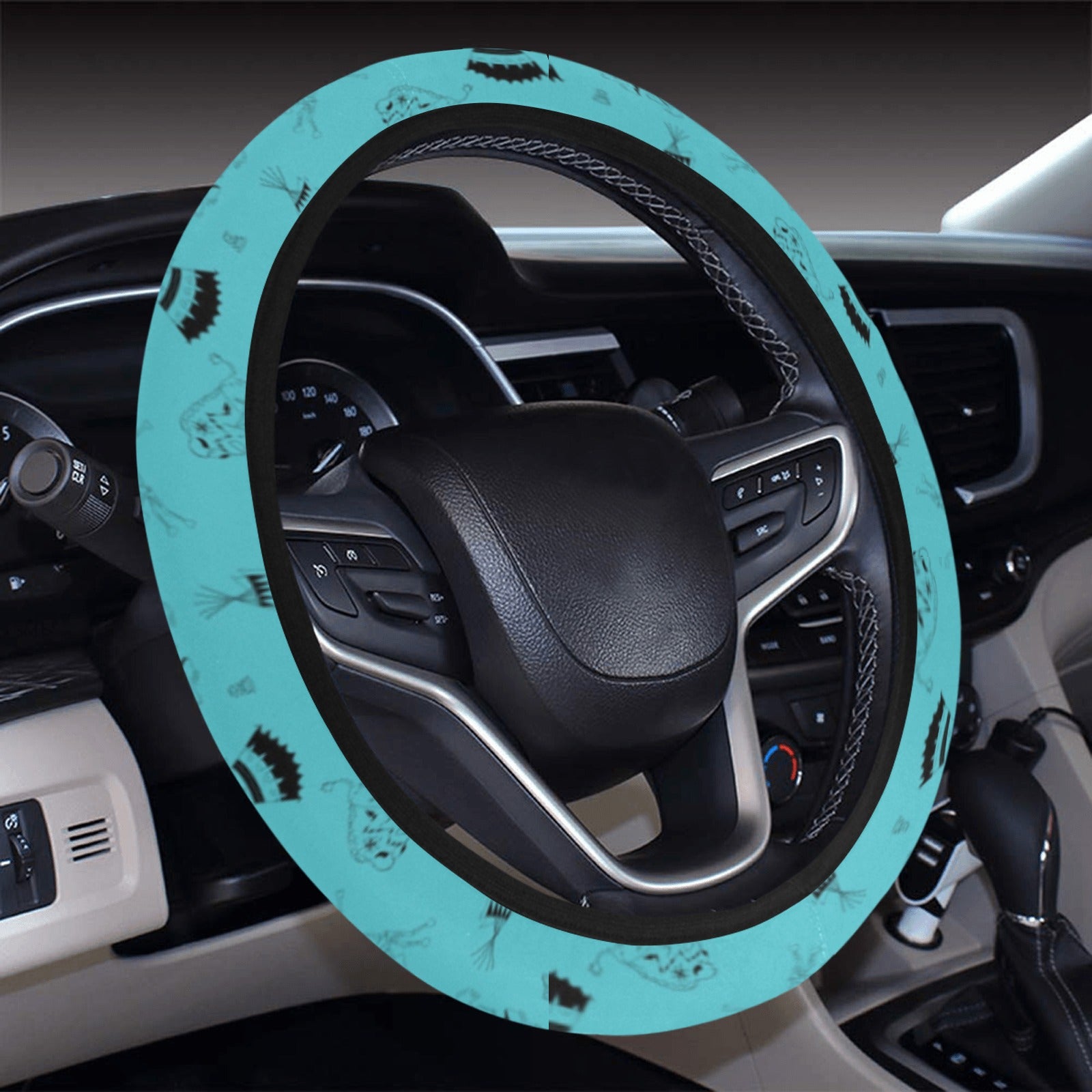 Ledger Dabbles Torquoise Steering Wheel Cover with Elastic Edge