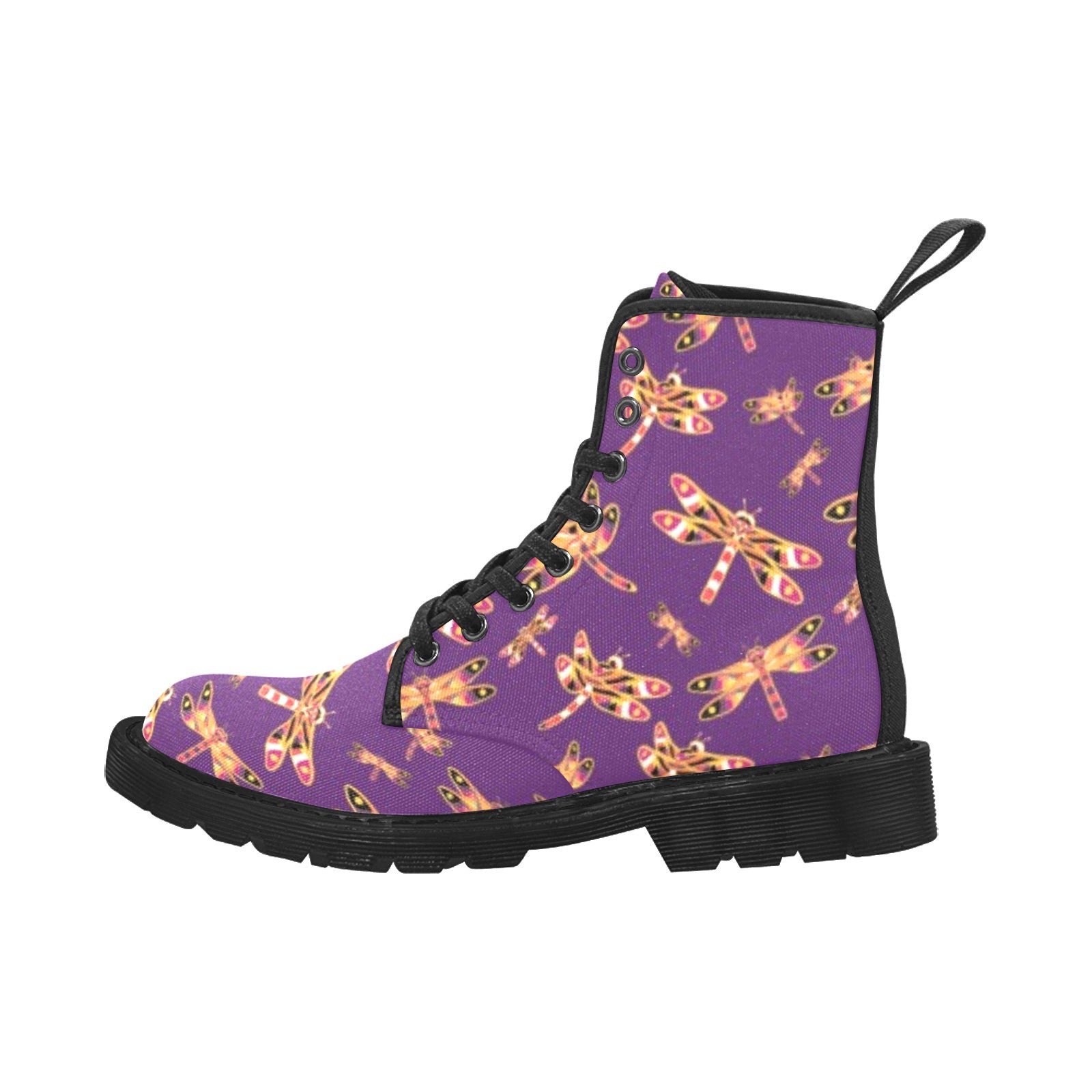 Gathering Yellow Purple Boots for Women (Black)