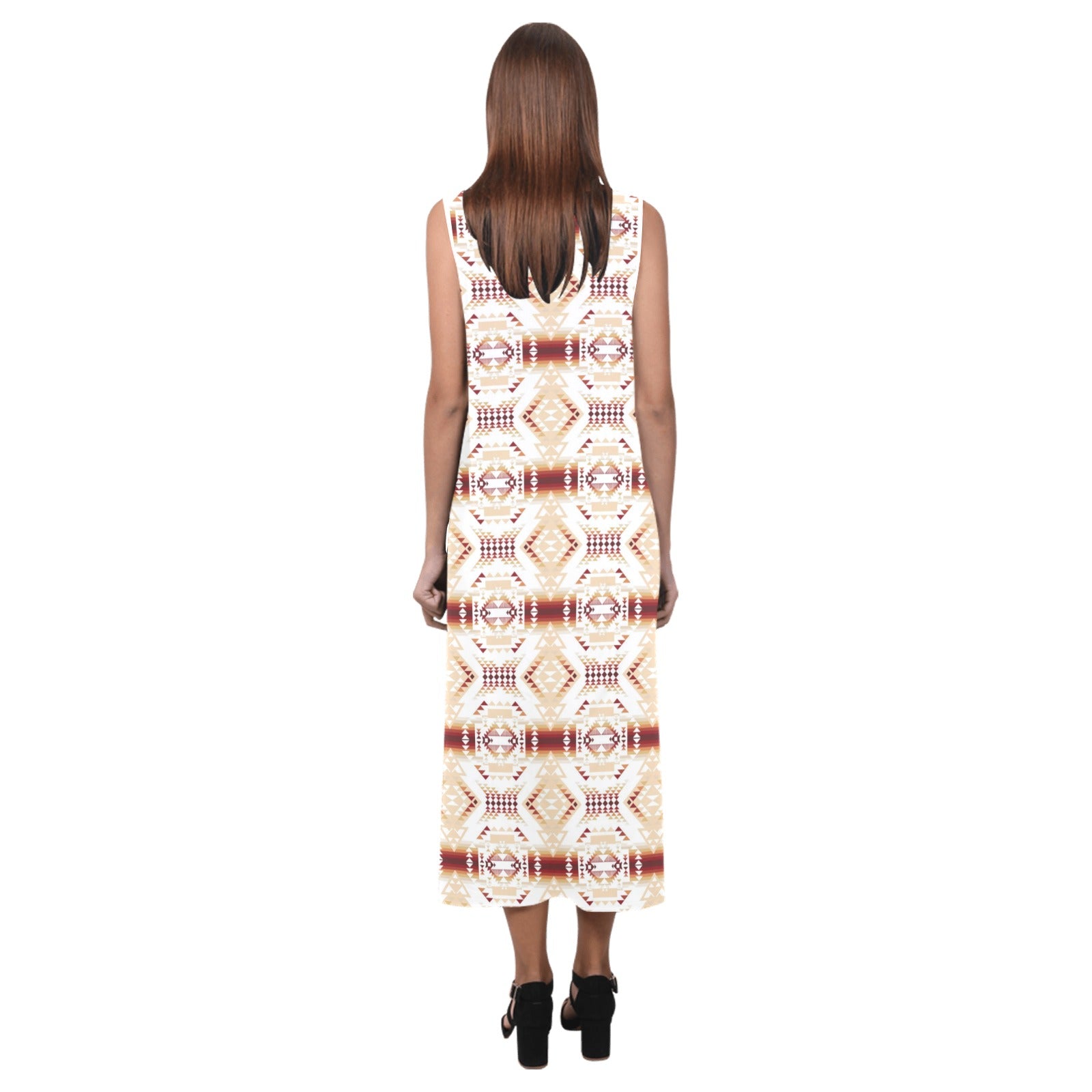 Gathering Clay Phaedra Sleeveless Open Fork Long Dress