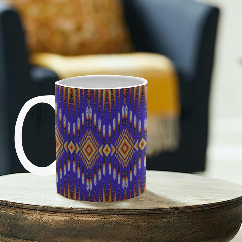 Fire Feather Blue White Mug(11OZ)