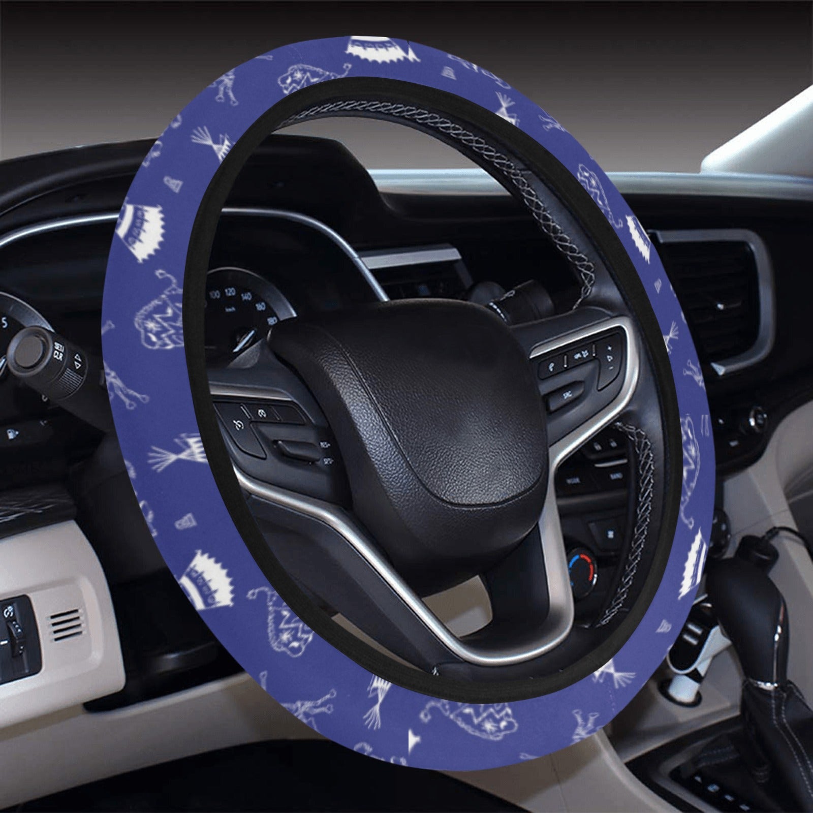 Ledger Dabbles Blue Steering Wheel Cover with Elastic Edge
