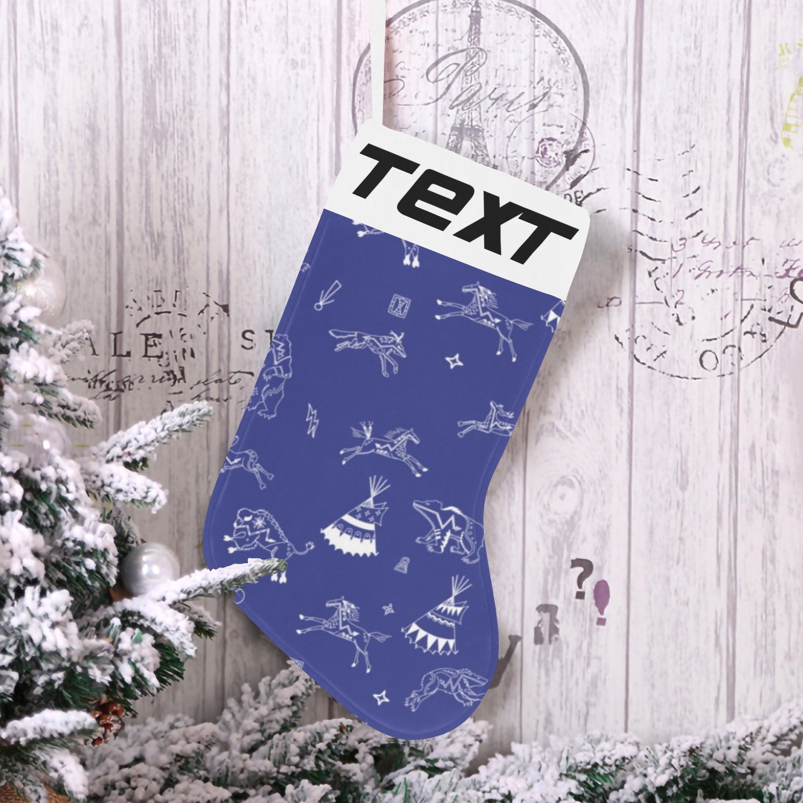 Ledger Dabbles Blue Christmas Stocking (Custom Text on The Top)
