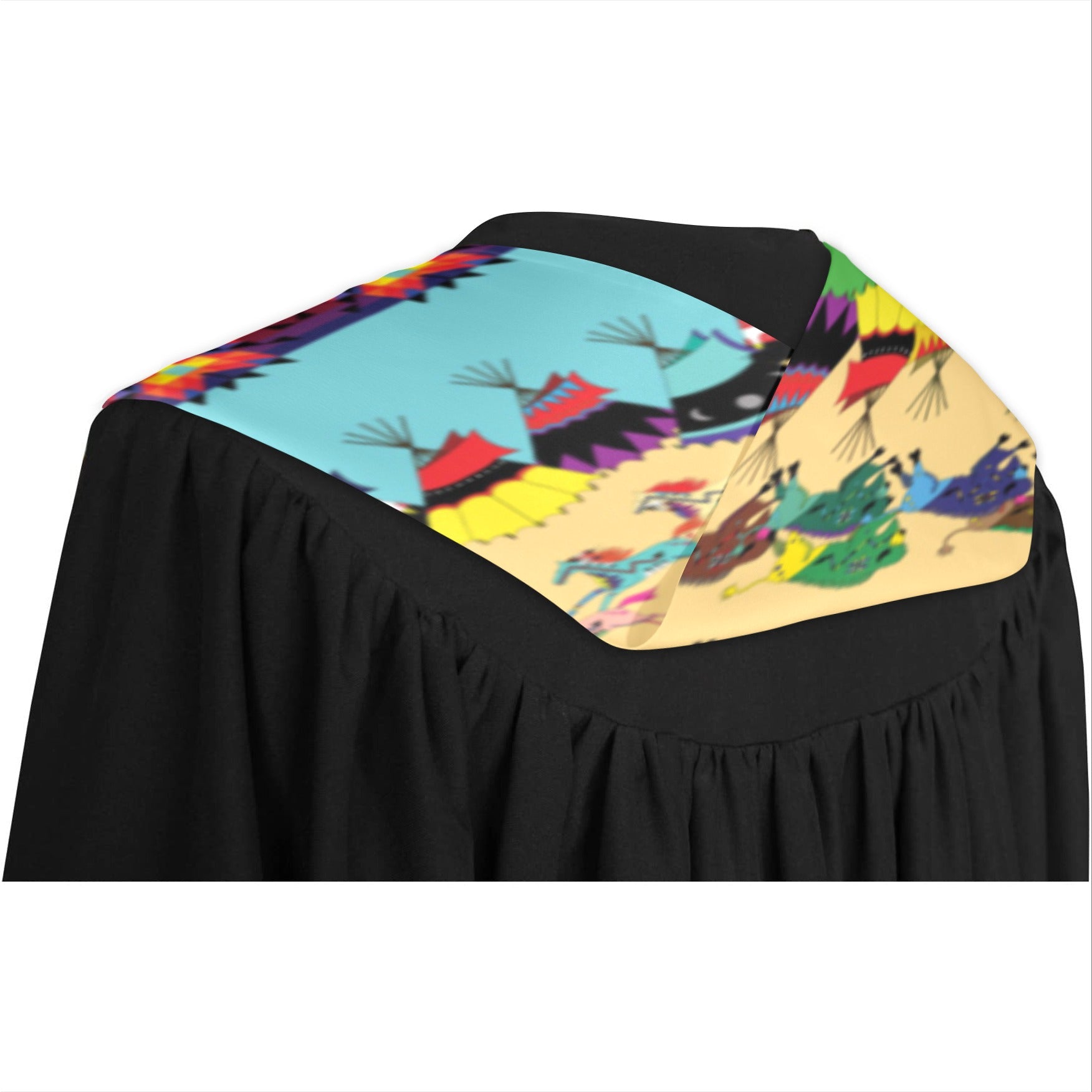 Horses and Buffalo Ledger Blue Graduation Stole