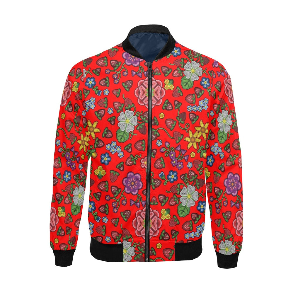 Berry Pop Fire All Over Print Bomber Jacket for Men