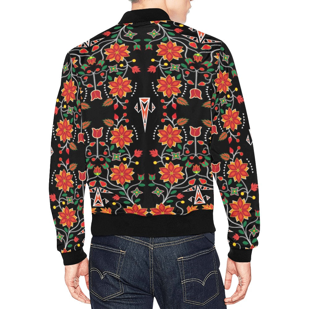 Floral Beadwork Six Bands Bomber Jacket for Men