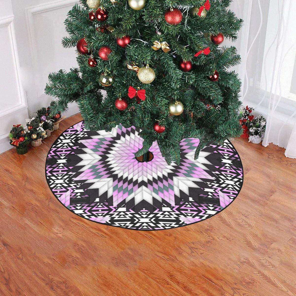 Electric Candy Star Christmas Tree Skirt 47" x 47" Christmas Tree Skirt e-joyer 