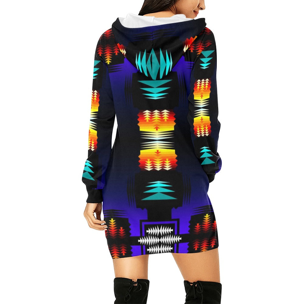 Midnight Sage Fire Hoodie Dress